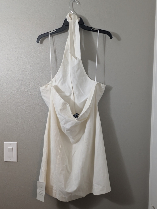 Nobody's Child Gio Organic And Cotton Sleeveless Halter Button-Front Cream Dress - Picture 7 of 9